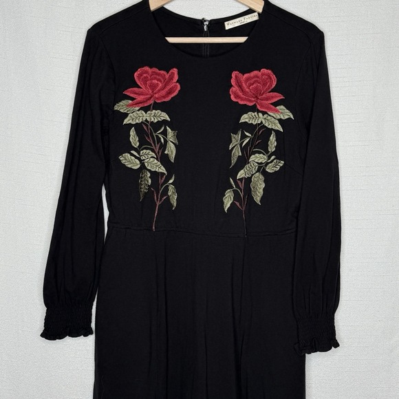 Wayward Fancies eShakti Womens 12 Large Maxi Black Dress Embroidered Rose Modest - Picture 2 of 10